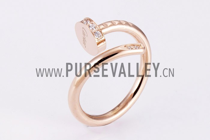 Cartier Replica Diamond Encrusted Rose-Gold Nail Head Ring