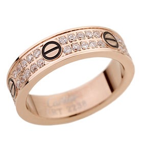 Ring Cartier Crystal Studded Black Enamel Accented Rose-Gold 4641