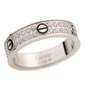 Ring Cartier Crystal Studded Black Enamel Accented Silver 4642