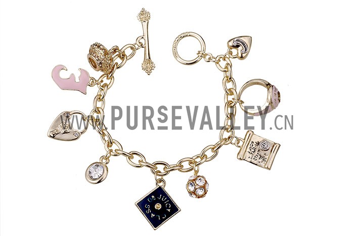Juicy Couture Replica Gold Mixed Charms Bracelet 2165-88