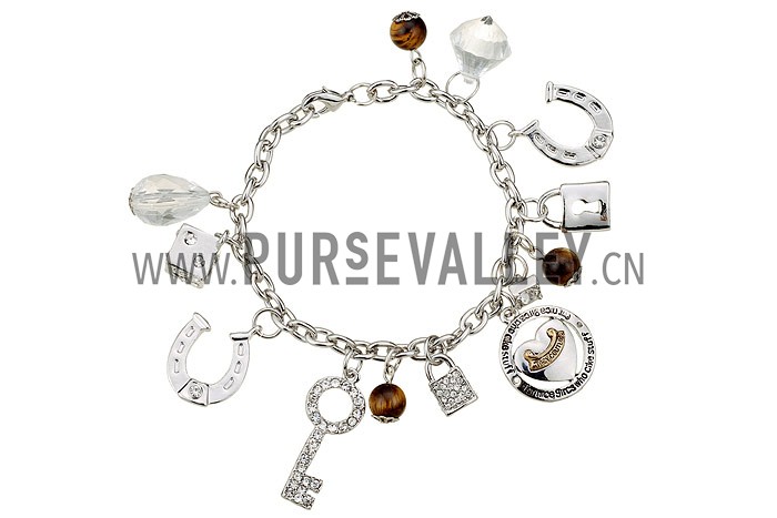 Juicy Couture Replica Crystal Studded Silver Mixed Charms Bracelet