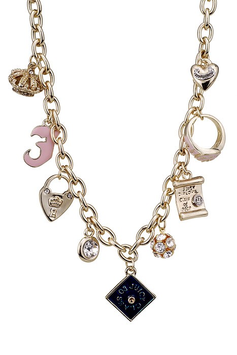 Juicy Couture Replica Mixed Charms Gold Link Chain Necklace 2165-110