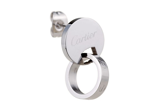 Earring Cartier Silver Stud Ea With Dangler 4550