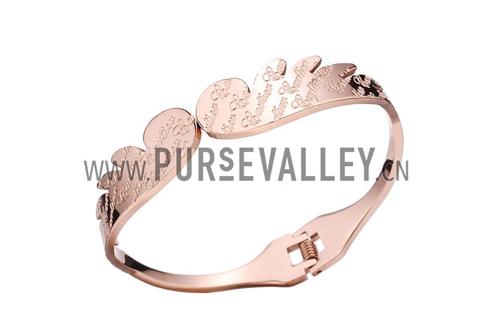 Cartier Replica Engraved Wing Shaped Cutwork Rose Gold Bangle Bracelet