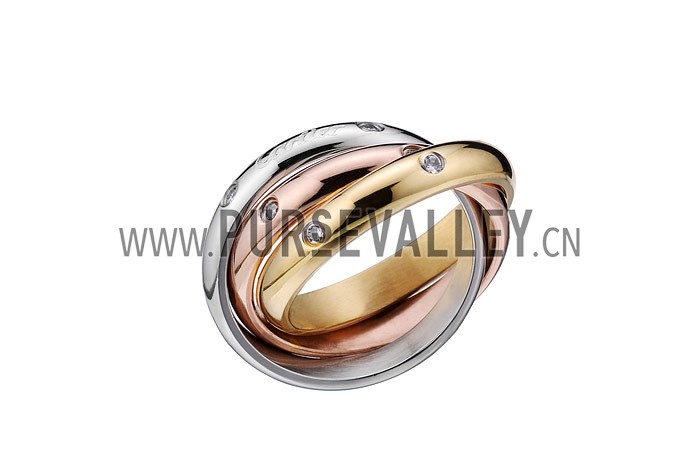 Cartier Replica Integrated Three Toned Crystal Stud Triple Ring