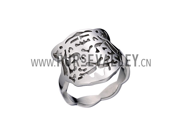 Cartier Replica Cutwork Lion Face Sterling Silver Ring