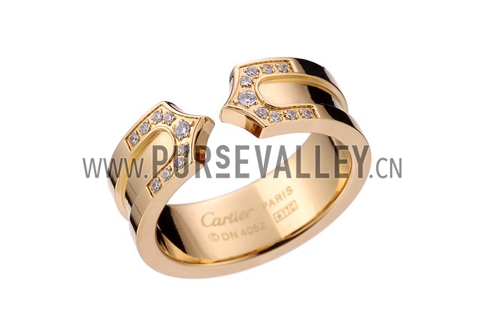 Cartier Replica Crystal Stud Pointed Open Tip Center Gold Band