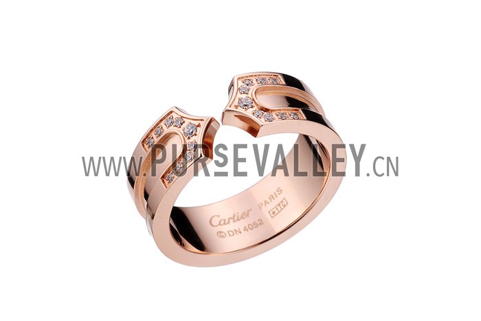 Cartier Replica Crystal Stud Pointed Open Tip Center Rose Gold Band