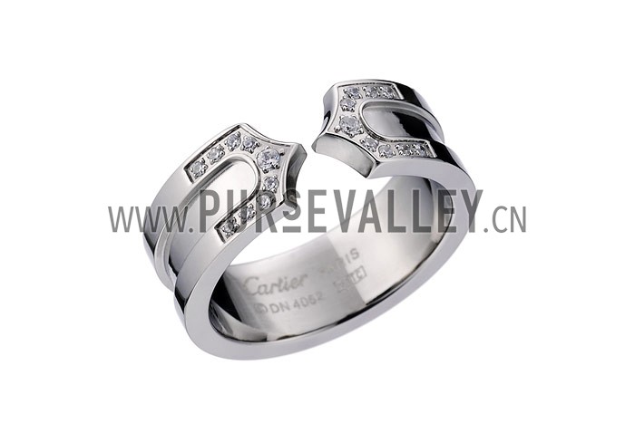 Cartier Replica Crystal Stud Pointed Open Tip Center Sterling Silver Band