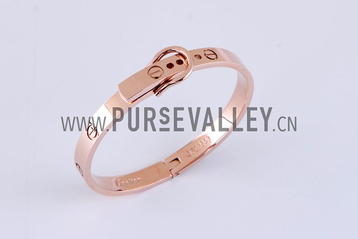 Cartier Replica Hook-Buckle Clasp Accent Screwhead Cutwork Rose Gold Bangle Bracelet