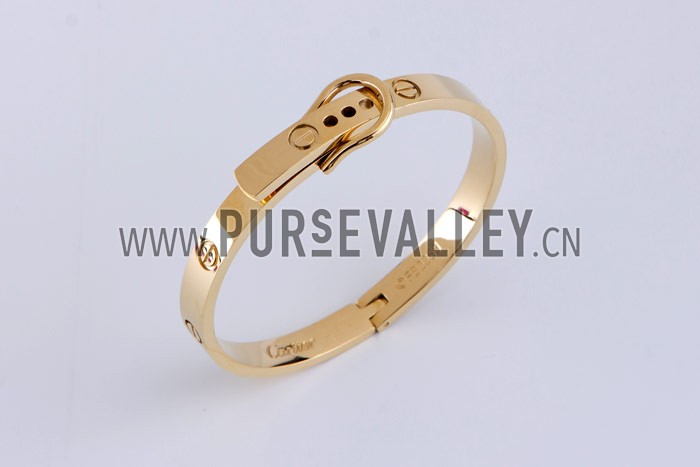Cartier Replica Hook-Buckle Clasp Accent Screwhead Cutwork Gold Bangle Bracelet