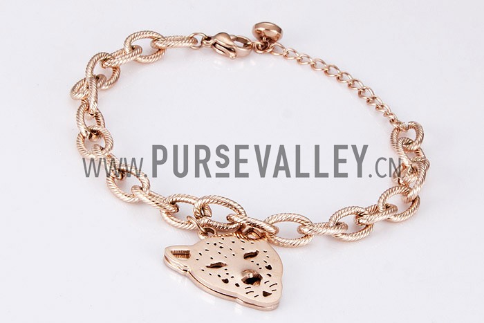 Cartier Replica Leopard Face Rose-Gold Plated Charms Bracelet