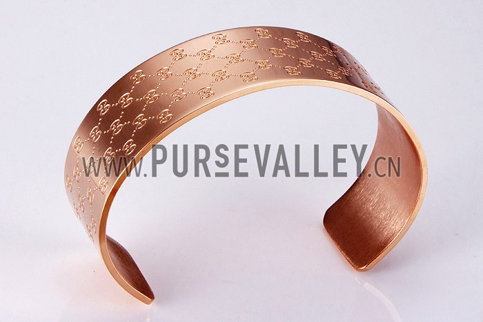 Gucci Replica Logo Engraved Rose-Gold Plated Bangle Bracelet