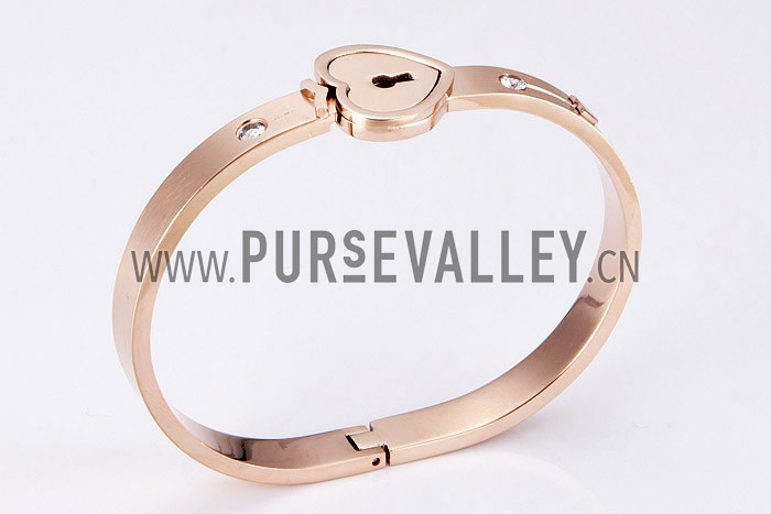 Cartier Replica Rose-Gold Plated Lock Charm Bangle Bracelet