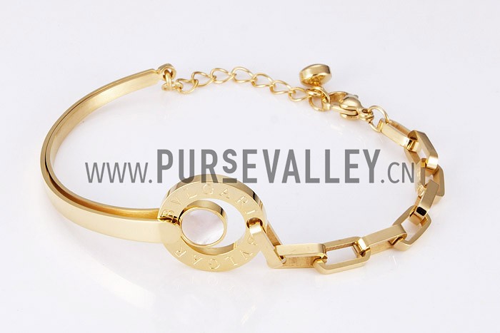 Bvlgari Replica Engraved MOP Accent Yellow Gold Plated Bracelet