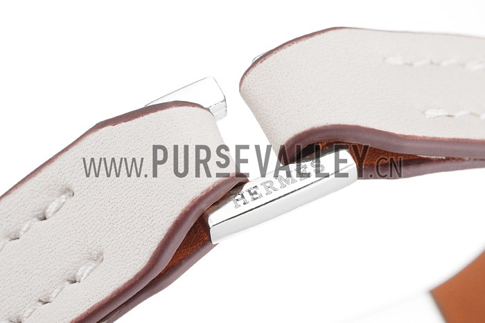 Hermes Micro Kelly Silver Hardware Bracelet White