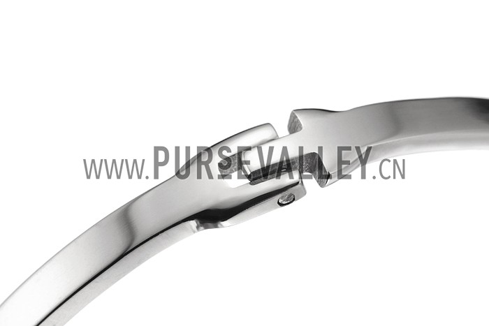 Hermes Diamond H Silver Bangle 700607