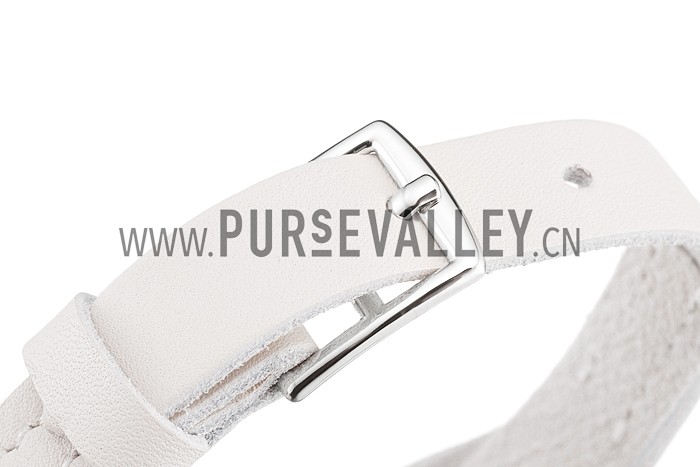 Hermes Hippique Silver Hardware Bracelet White