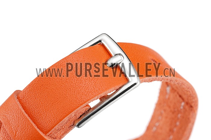 Hermes Hippique Silver Hardware Bracelet Orange
