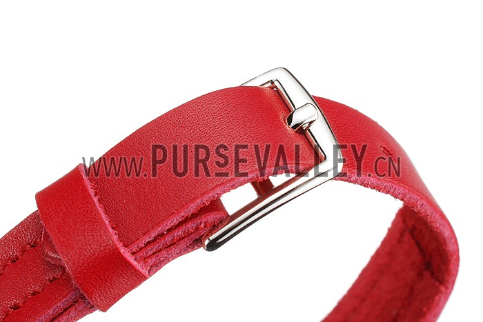 Hermes Hippique Silver Hardware Bracelet Red