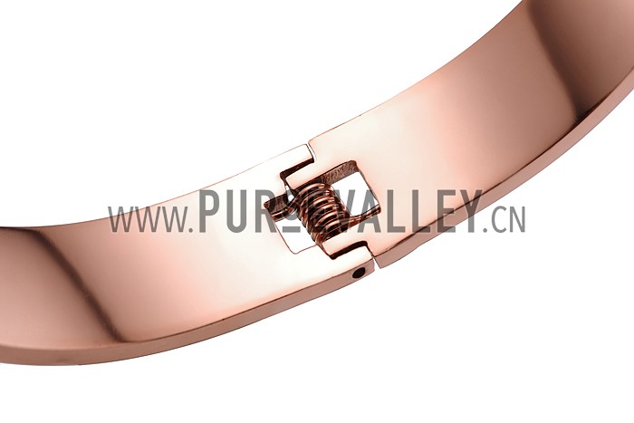 Van Cleef Alhambra Clover Motif And Cutwork Rose-Gold Bangle Bracelet