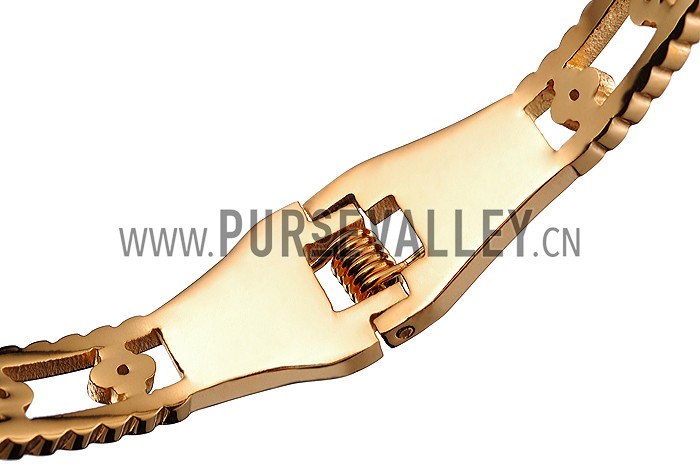 Van Cleef Alhambra Mother Of Pearl Clover And Diamond Rose Gold Bangle Bracelet