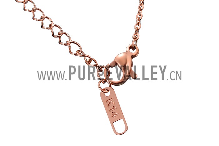 Van Cleef Magic Alhambra Rose 2 Tone Clover Motifs Gold Necklace