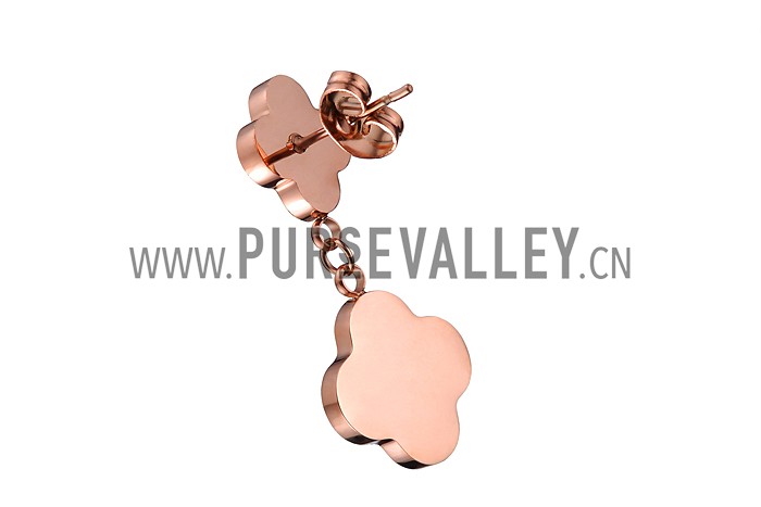 Van Cleef Magic Alhambra 2 Tone Clover Motifs Rose Gold Earrings