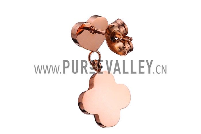 Van Cleef Magic Alhambra Heart And Clover Gold Earrings
