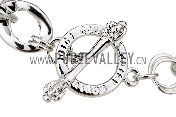 Juicy Couture Replica Silver Link White Enamel Heart Charms Bracelet