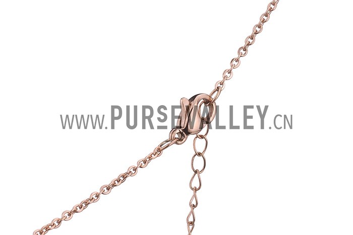 Cartier Replica Crystal Stud Cutwork Rose Gold Heart Pendant Fine Chain Necklace