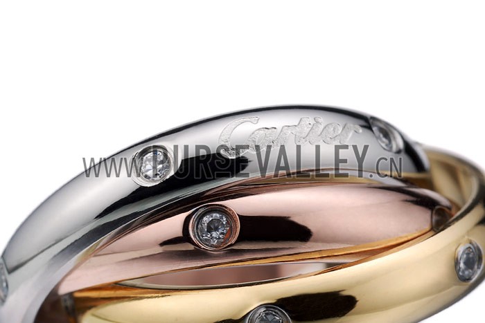 Cartier Replica Integrated Three Toned Crystal Stud Triple Ring