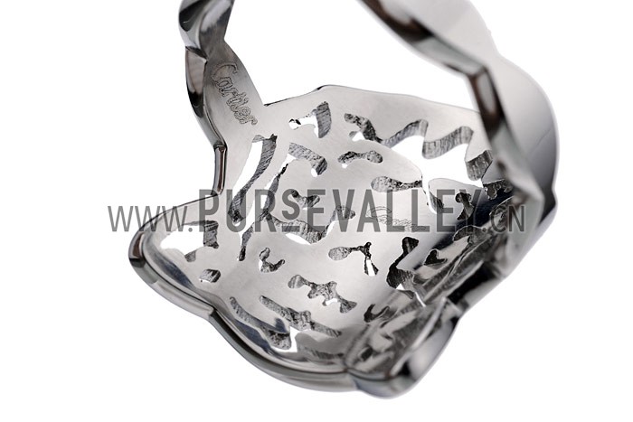 Cartier Replica Cutwork Lion Face Sterling Silver Ring