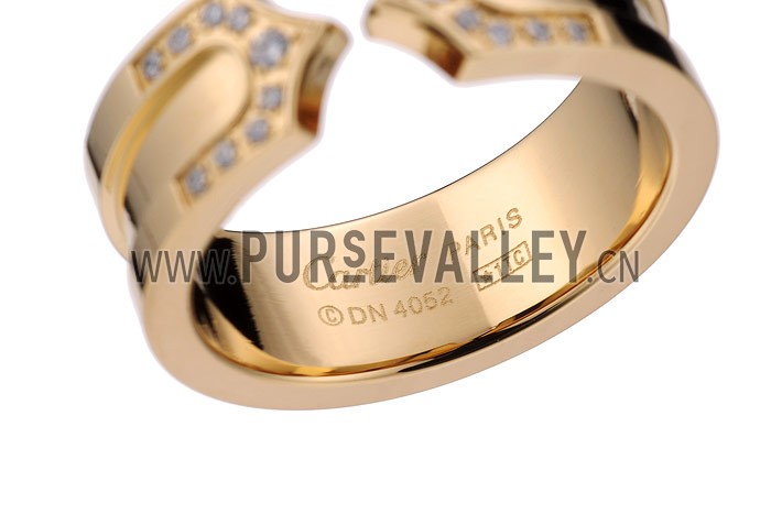 Cartier Replica Crystal Stud Pointed Open Tip Center Gold Band