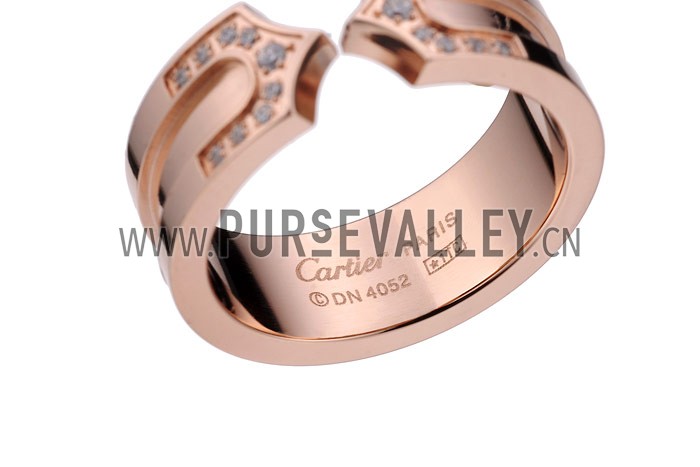 Cartier Replica Crystal Stud Pointed Open Tip Center Rose Gold Band
