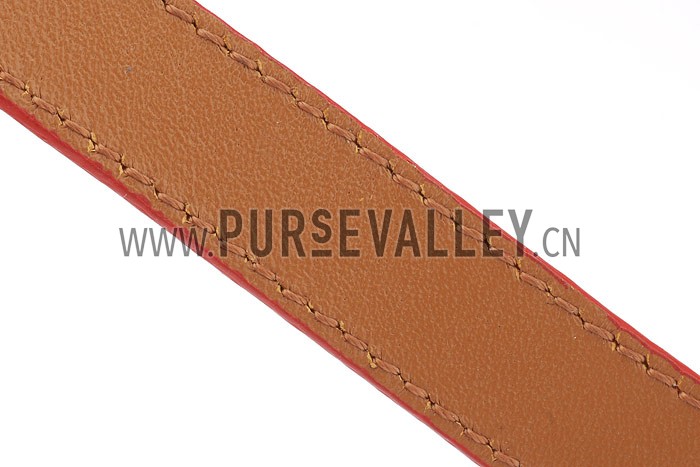 Hermes Replica Double Wrap Strap Brass Turnlock Closure Red Leather Bracelet