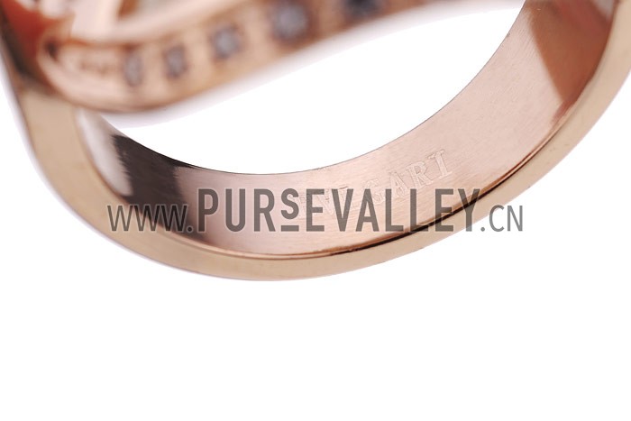 Bvlgari Replica Crystal Encrusted Mother Of Pearl Based Floral Carved Rose Gold Ring