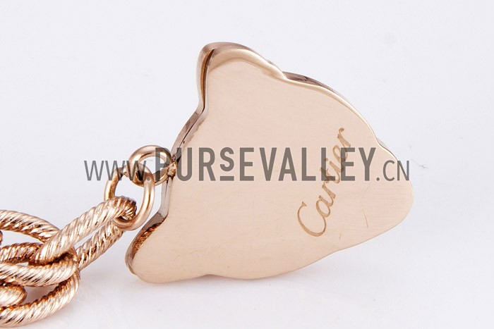 Cartier Replica Leopard Face Rose-Gold Plated Charms Bracelet