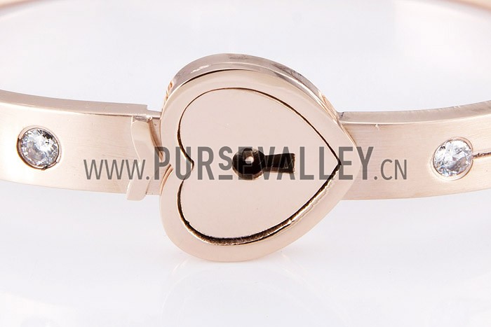 Cartier Replica Rose-Gold Plated Lock Charm Bangle Bracelet