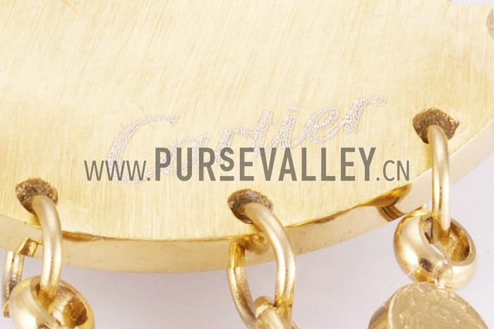 Cartier Replica Diamond Embellished Emerald-Eyed Cutwork Leopard Gold Hanging Earrings