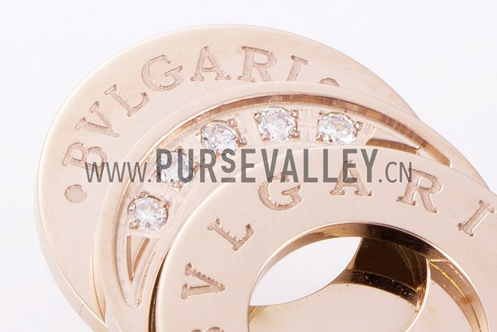 Bvlgari Replica Diamond Stud Engraved Triple Disc Rose-Gold Hanging Earrings