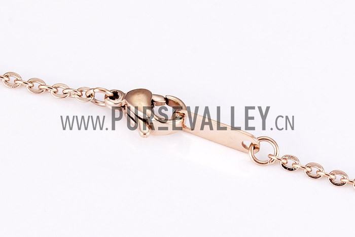 Hermes Replica Ball Carving Logo Pendant Rose-Gold Plated Fine Chain Necklace