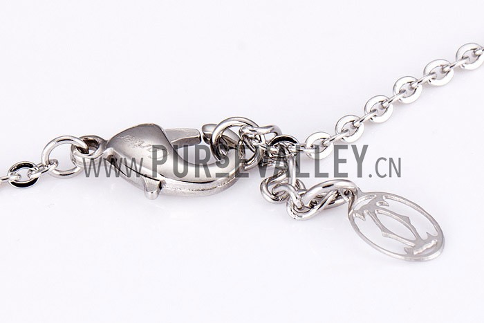 Cartier Replica Diamond Embellished Cutwork Heart Pendant Sterling Silver Fine Chain Necklace