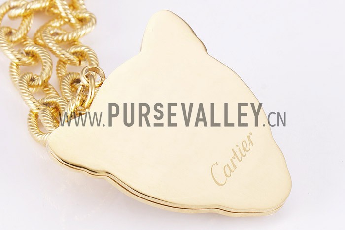 Cartier Replica Cutwork Leopard Head Pendant Gold Plated Heavy Chain Necklace