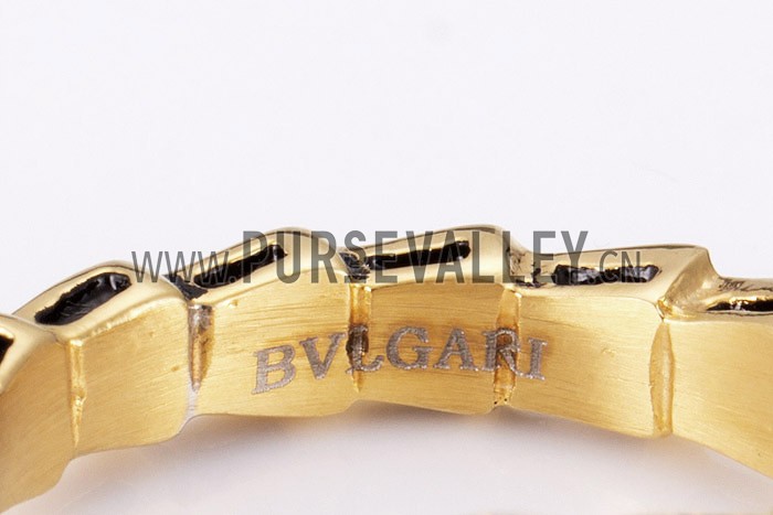 Bvlgari Replica Segmented Black Enamel Marked Gold Snake Ring