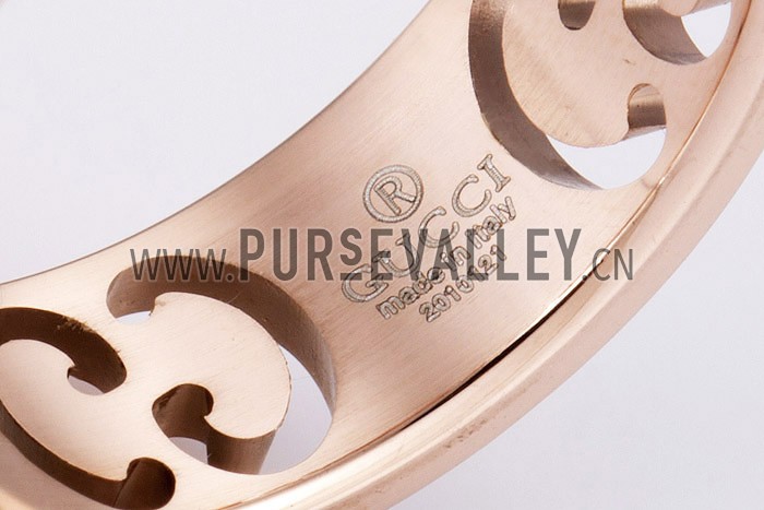 Gucci Replica Diamond Embellished Logo Cutwork Rose-Gold Band