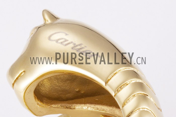Cartier Replica Leopard Head Cutwork Spiral Gold Ring