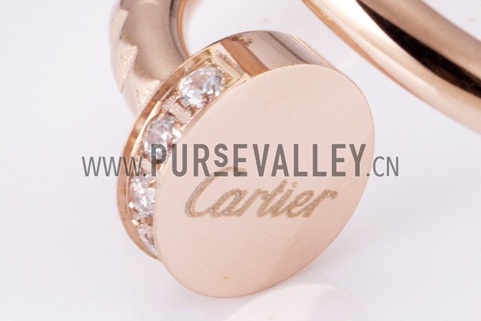 Cartier Replica Diamond Encrusted Rose-Gold Nail Head Ring