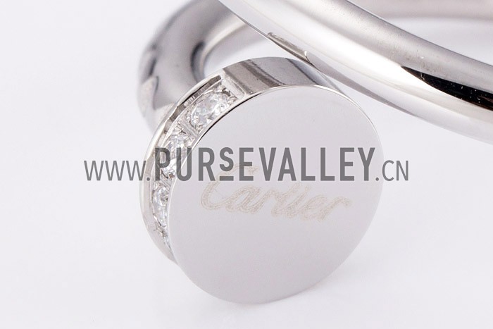 Cartier Replica Diamond Encrusted Sterling Silver Nail Head Ring