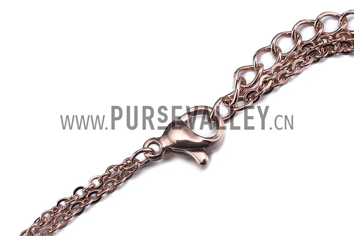 Van Cleef and Arpels Replica Black Enamel Stud Floral Charm Double Fine Link Chain Bracelet